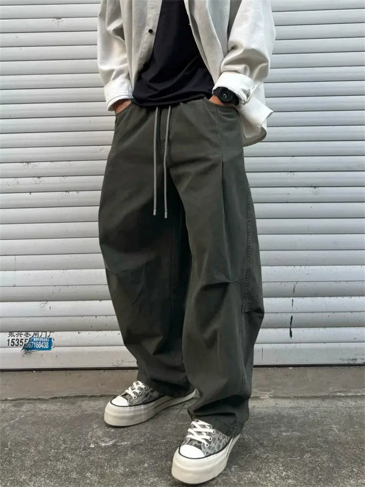 Mens Casual Streetwear Style Loose Fit Cargo Pants with Pockets