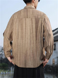 Oriental Style Linen Patchwork Design Asymmetric Shirt For men