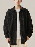 Casual Comfy Plants Print Long Sleeve Stand Collar Shirts For  Men