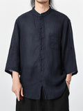 Men's Comfort Super Thin Ramie Fabric Shirts with Bracelet Length Sleeves