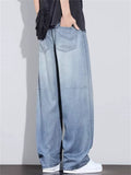 Mens Summer Drawstring Wide Leg Baggy Denim Scimitar Jeans