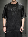 Men's Summer Casual Round Neck Dragon Jacquard T-shirts