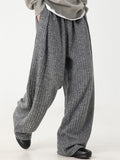 Men's Comfy Fleece Solid Color Striped Drape Wide Leg Pants