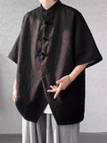 Men's Summer Chinese Style Frog Button Texture Tang Suit Shirts