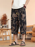 Men's Summer Loose Chinese Style Printed Capri Pants