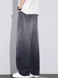 Mens Summer Drawstring Wide Leg Baggy Denim Scimitar Jeans