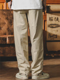 Men Japanese Style Cargo Pants Baggy Wide Leg Pleated Casual Trousers