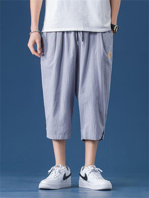 Fashion Vintage Men's Embroidery Cropped Pants