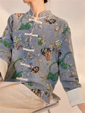 Women Cotton Sequined Embroidered Flower Denim Design Jacket