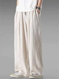 Mens Casual Loose Fit Trousers Baggy Wide Leg Pants