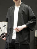 Men's Chinese Zen Style Solid Color Cardigan Shirt