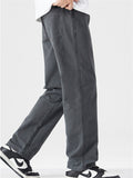 ‌Men's Loose Fit Thermal Lined Casual Straight Pants for Winter