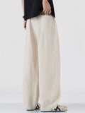 Men's Japanese Style Loose Fit Casual Cotton Linen Wide Leg Pants