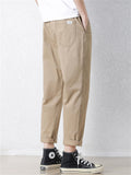 Men's Simple Casual Drawstring Autumn Straight Leg Cargo Cropped Pants