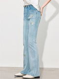 Women's Blue Embroidery High-rise Bootcut Jeans
