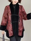 Chinese Style Winter Mink Fur Patchwork Print Coat for Women