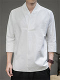 Men's Chinese Vintage Style Summer 3/4 Sleeve Shirts