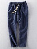 Men's Summer Japanese Style Drawstring Linen Blend Jogger Pants