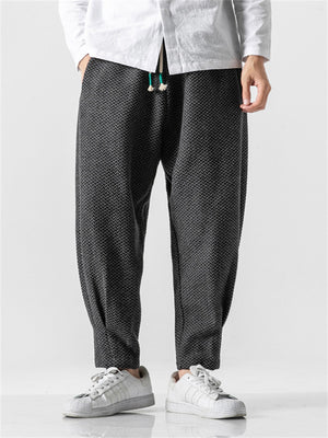 Men's Trendy Textured Thickened Faux Woolen Harem Pants