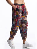 Men's Summer Retro Ethnic Style Print Drawstring Jogger Pants