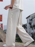 Men's Summer Texture Breathable Linen Blend Wide Leg Drawstring Pants