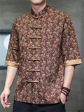 Men's Retro Chinese Style Print Tang Suit Half Sleeve Shirts