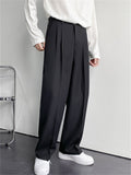 Men Old Money Style Wide Leg Pleated Drape Straight Pants