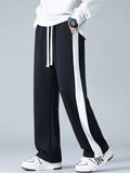 Men's Loose Fit Side Stripe Straight Leg Drape Sweatpants