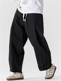 Men's Summer Japanese Style Drawstring Wide Leg Cargo Pants