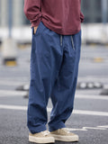 Men Vintage Cotton Wide Leg Elastic Waist Baggy Cropped Pants