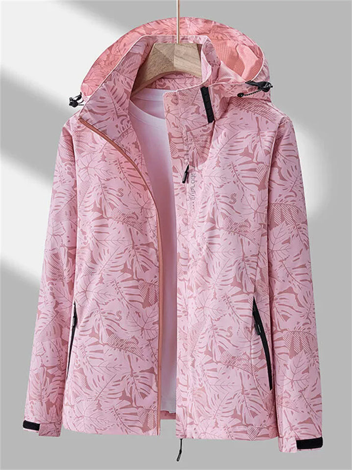 Women's Autumn Printed Windproof Water-repellent Hooded Outdoor Jackets