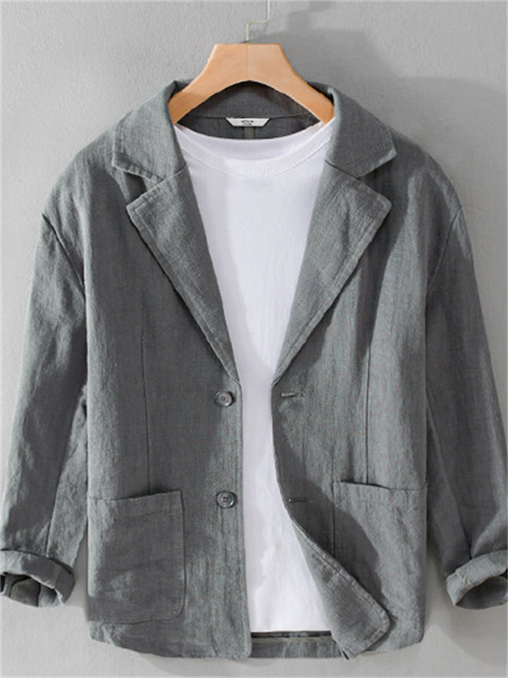 Casual Men's Long Sleeve Ramine Lapel Suit Jacket