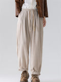 Winter Comfy Elastic Waist Wide Leg Pants for Men with Buttons Details Cuff