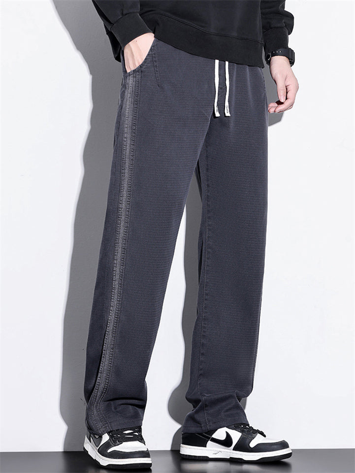 Men's Side Patchwork Loose Fit Straight Leg Pants for Spring Summer