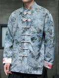 Men's Spring Butterfly Print Chinese Style Jacket with Knot Buttons