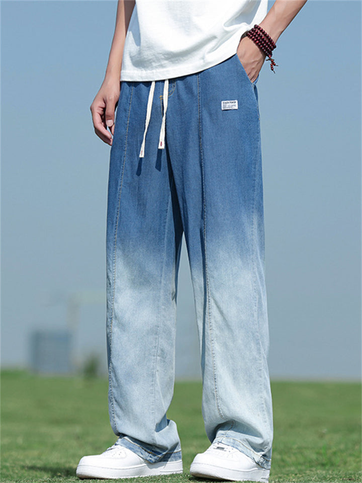 Men's Summer Cool Blue Gradient Straight Jeans
