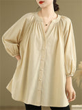 Women's Casual Solid color V Neck 3/4 Sleeve Shirts