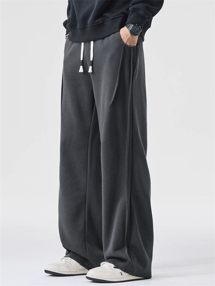Men Plus Size Wide Leg Drawstring Elastic Waist Baggy Pants