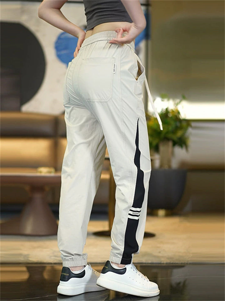 Women's Lightweight Breathable Contrast Color Summer Joggers Pants