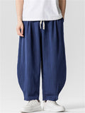 Men's Japanese Style Summer Solid Color Harem Cropped Pants