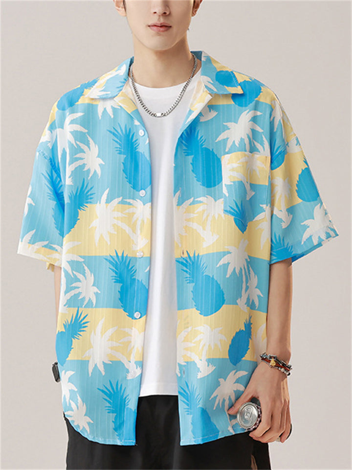 Men's Holiday Style Print Casual Short Sleeve Beach Shirts