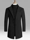 Men's Autumn Solid Color Single Breast Lapel Mid-length Jackets