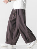 Men's Spring Casual Solid Color Drawstring Straight-Leg Pants