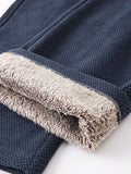 Men's Warm Thermal Lined Drape Twill Knitted Casual Pants