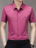 Men's Summer Print Seamless Button Up Lapel Short Sleeve Shirts