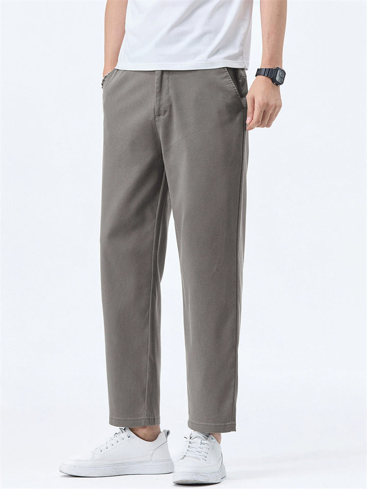 Men Slim Fit Casual Ankle Length Tapered Chino Work Pants
