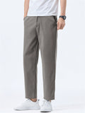 Men Slim Fit Casual Ankle Length Tapered Chino Work Pants