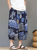 Men's Ethnic Style Contrast Color Print Beach Capri Pants