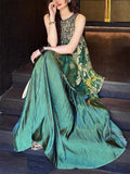 Women's Oriental Style Elegant Print Patchwork Sleeveless Dress