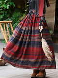 Women's Ethnic Style Contrast Color High Rise Skirts